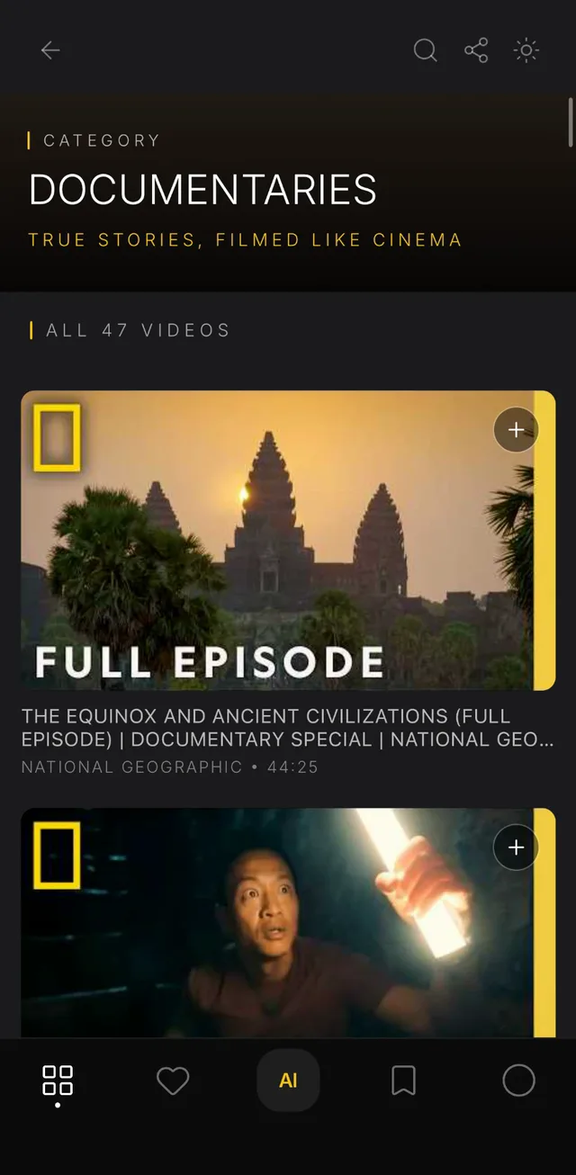 A topic in the library: Documentaries, all 47 videos.